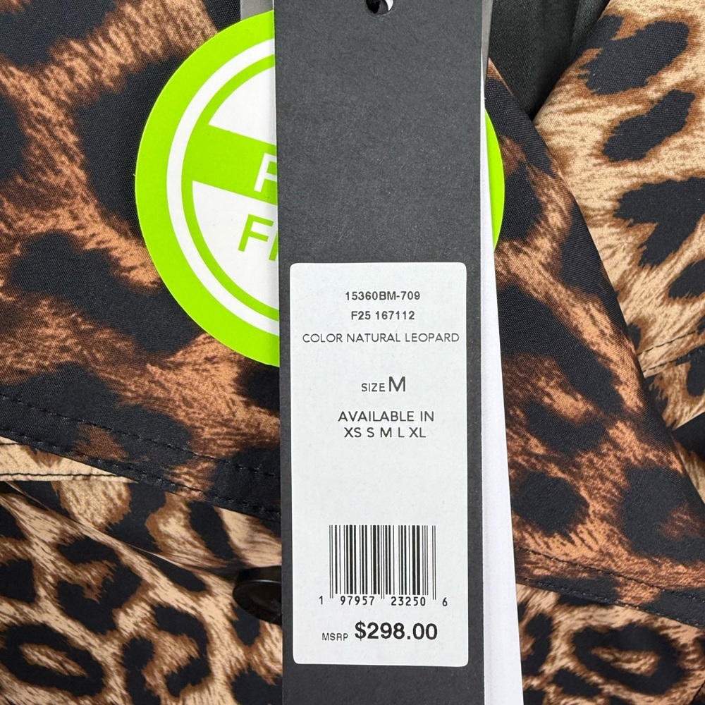 BCBGMaxazria Trench Coat Leopard Print Brown Black Medium - Picture 10 of 13